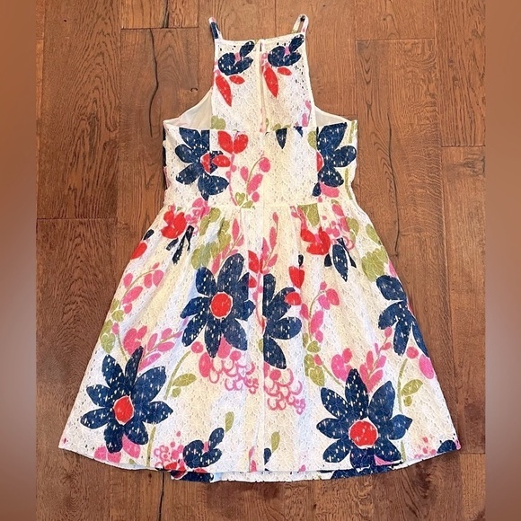 Trina Turk Dress Women Size 10 Petaluma Colorful Floral Lace Fit Flare Retro Mod - Picture 8 of 11